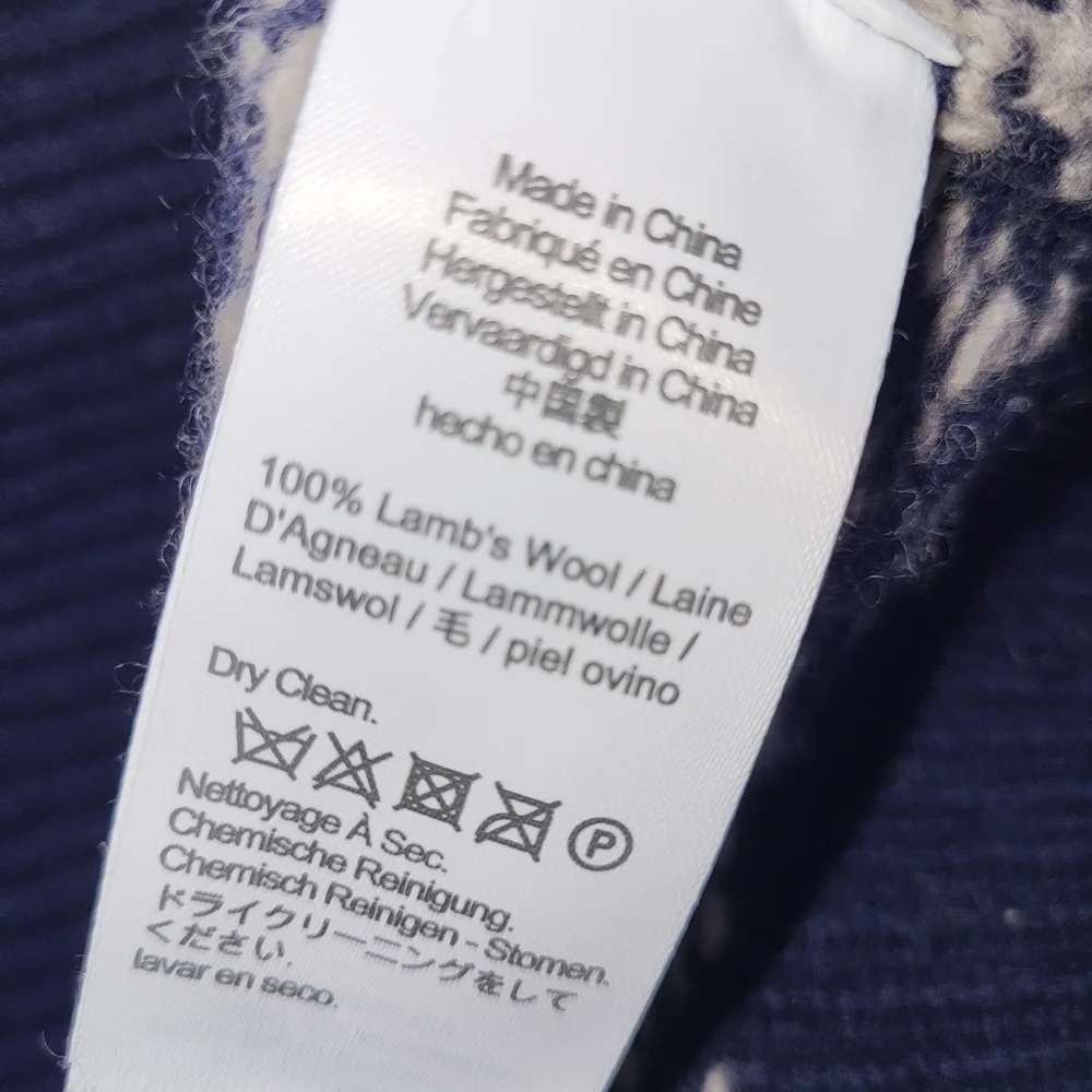 J. Crew Lambswool‎ Fair Isle Quarter Zip Sweater Men's Size Medium
